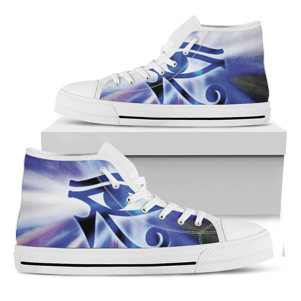 Egyptian Eye Of Horus Print White High Top Shoes