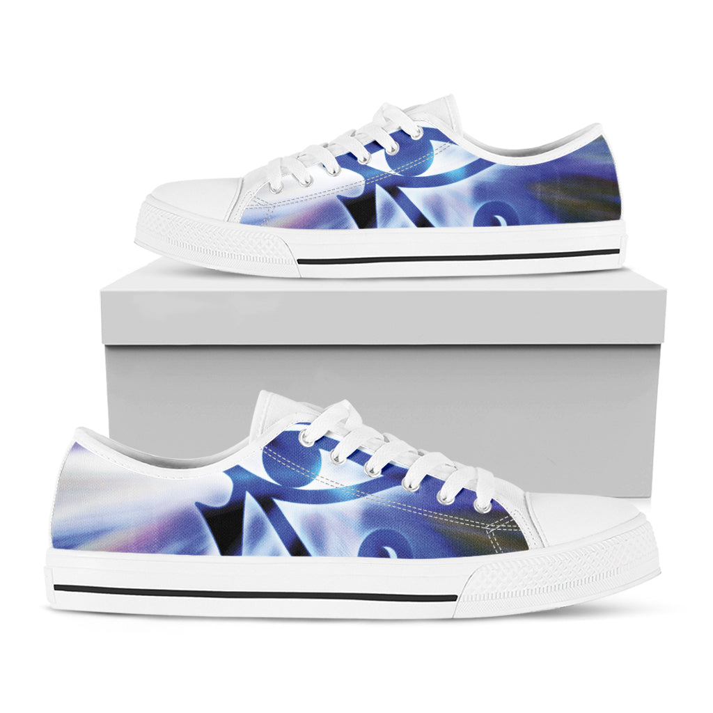 Egyptian Eye Of Horus Print White Low Top Shoes