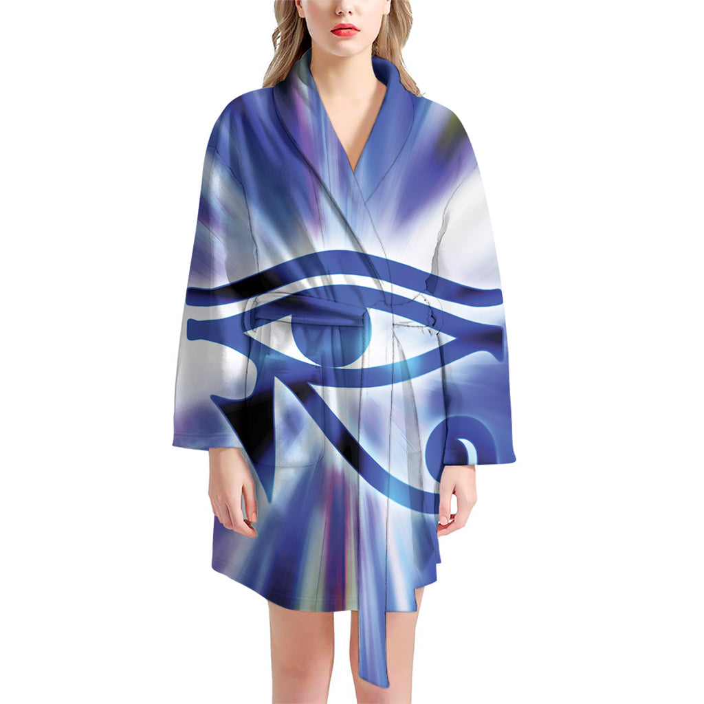 Egyptian Eye Of Horus Print Women's Bathrobe