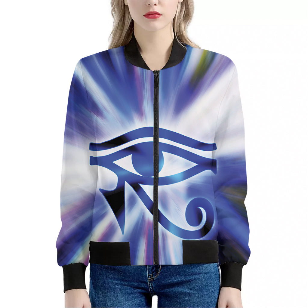 Egyptian Eye Of Horus Print Women's Bomber Jacket