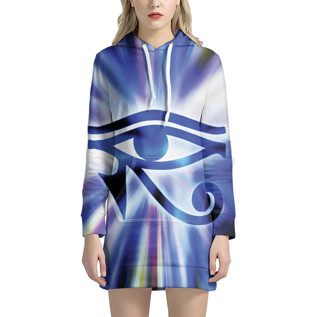 Egyptian Eye Of Horus Print Women's Pullover Hoodie Dress