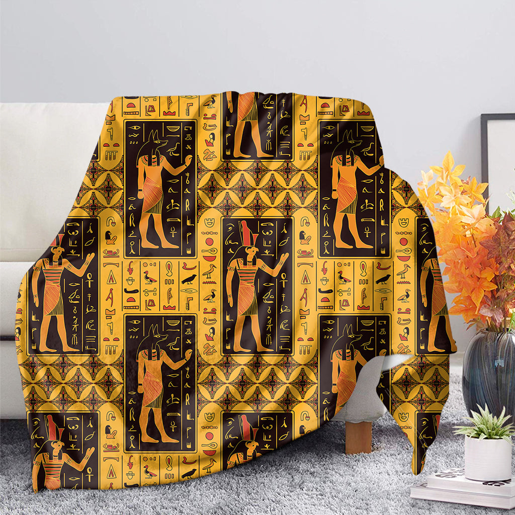 Egyptian Gods And Hieroglyphs Print Blanket