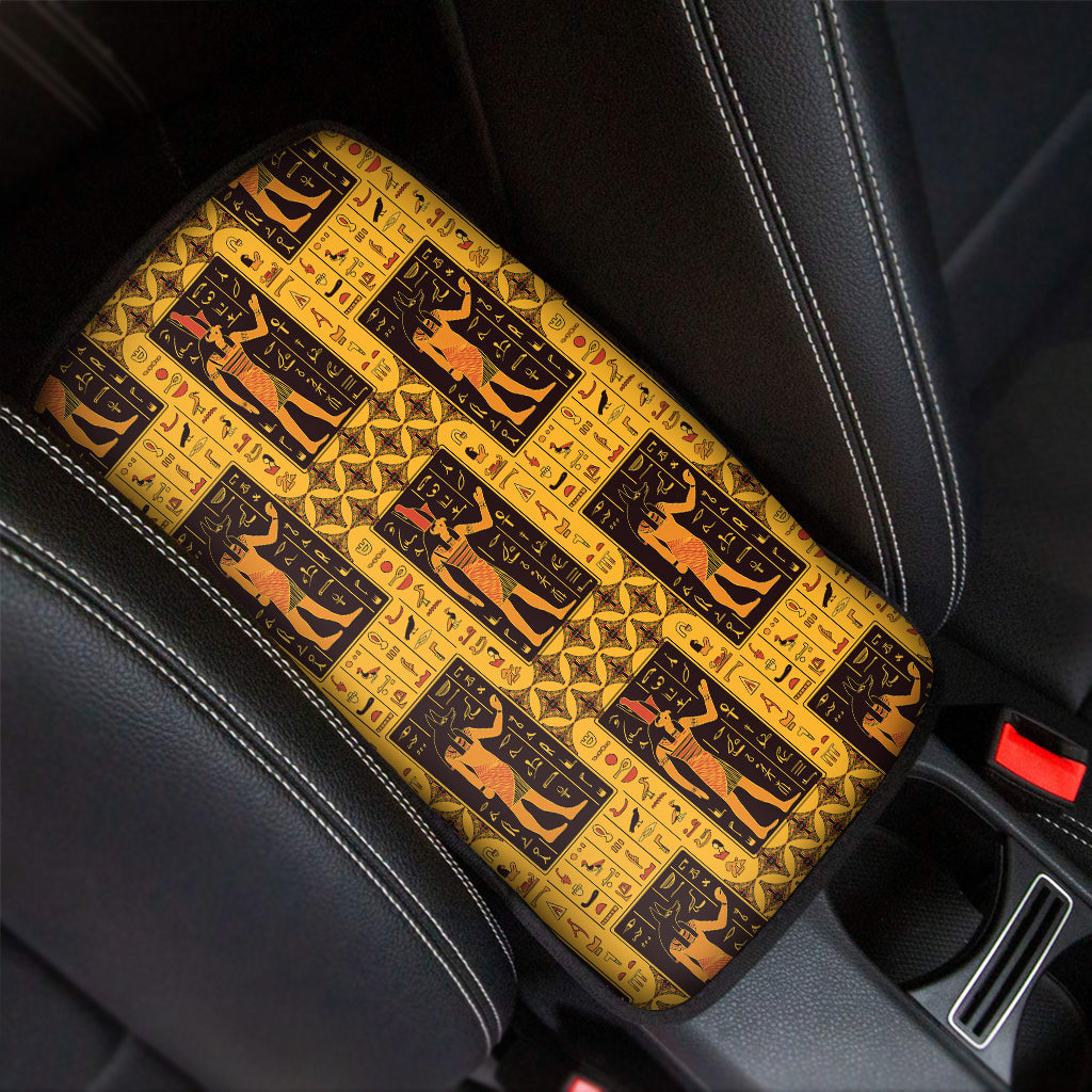 Egyptian Gods And Hieroglyphs Print Car Center Console Cover