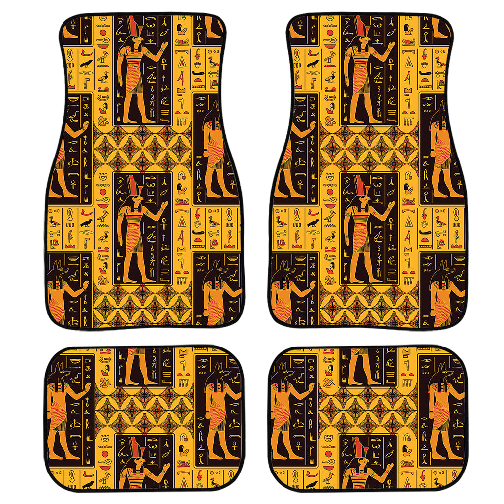 Egyptian Gods And Hieroglyphs Print Front and Back Car Floor Mats