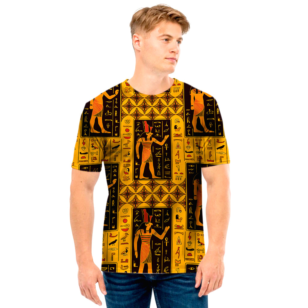 Egyptian Gods And Hieroglyphs Print Men's T-Shirt