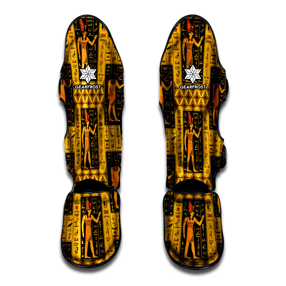 Egyptian Gods And Hieroglyphs Print Muay Thai Shin Guards