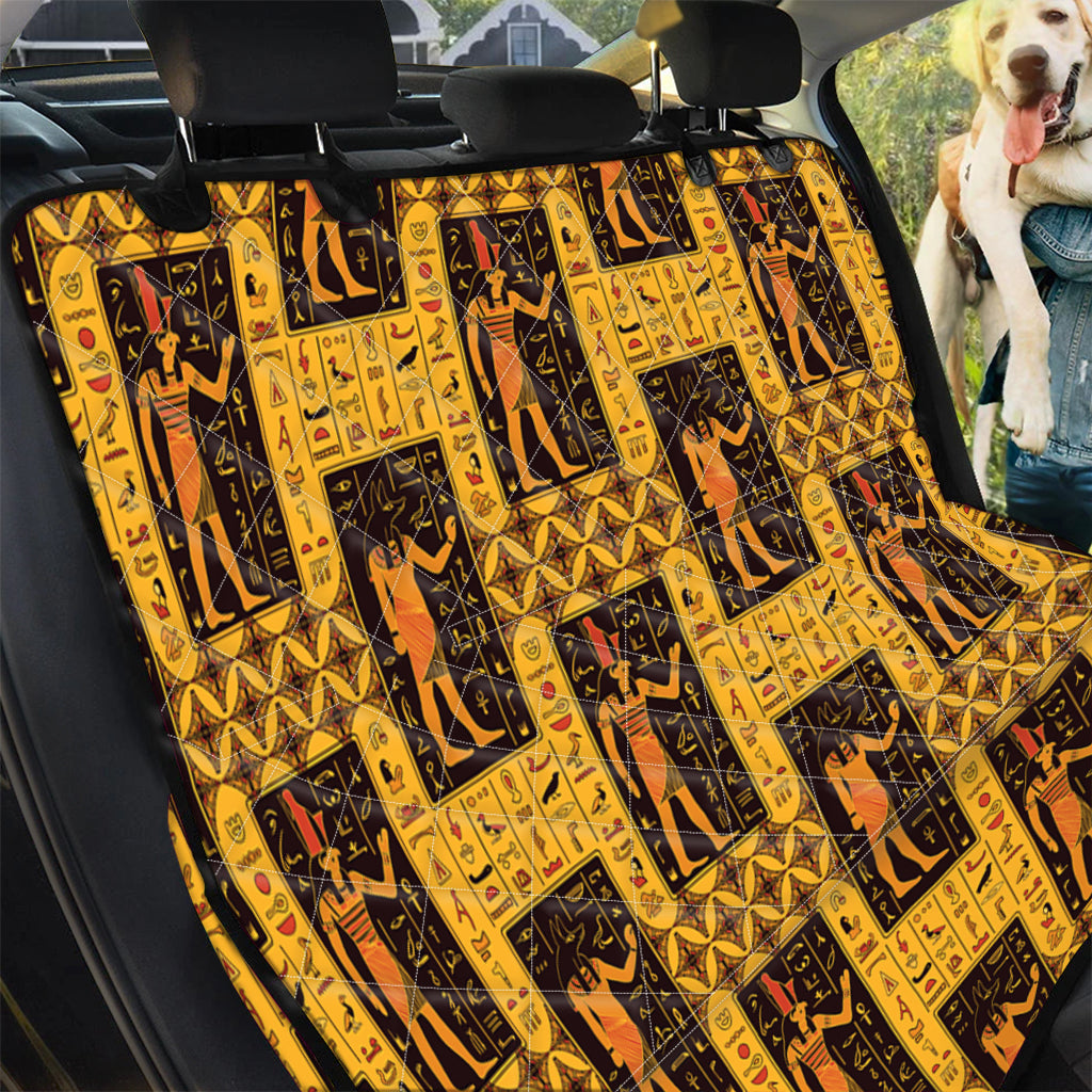 Egyptian Gods And Hieroglyphs Print Pet Car Back Seat Cover