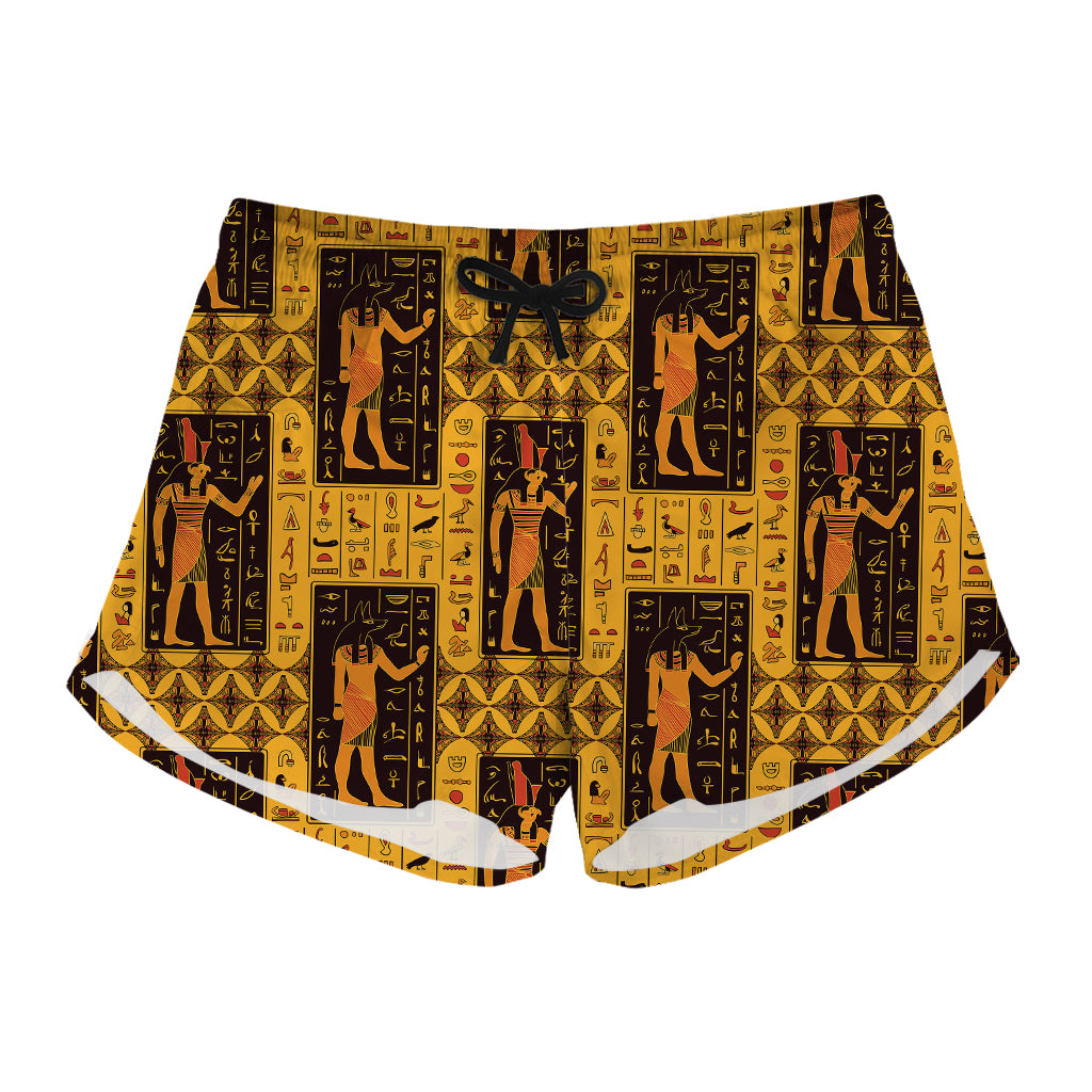 Egyptian Gods And Hieroglyphs Print Women's Shorts