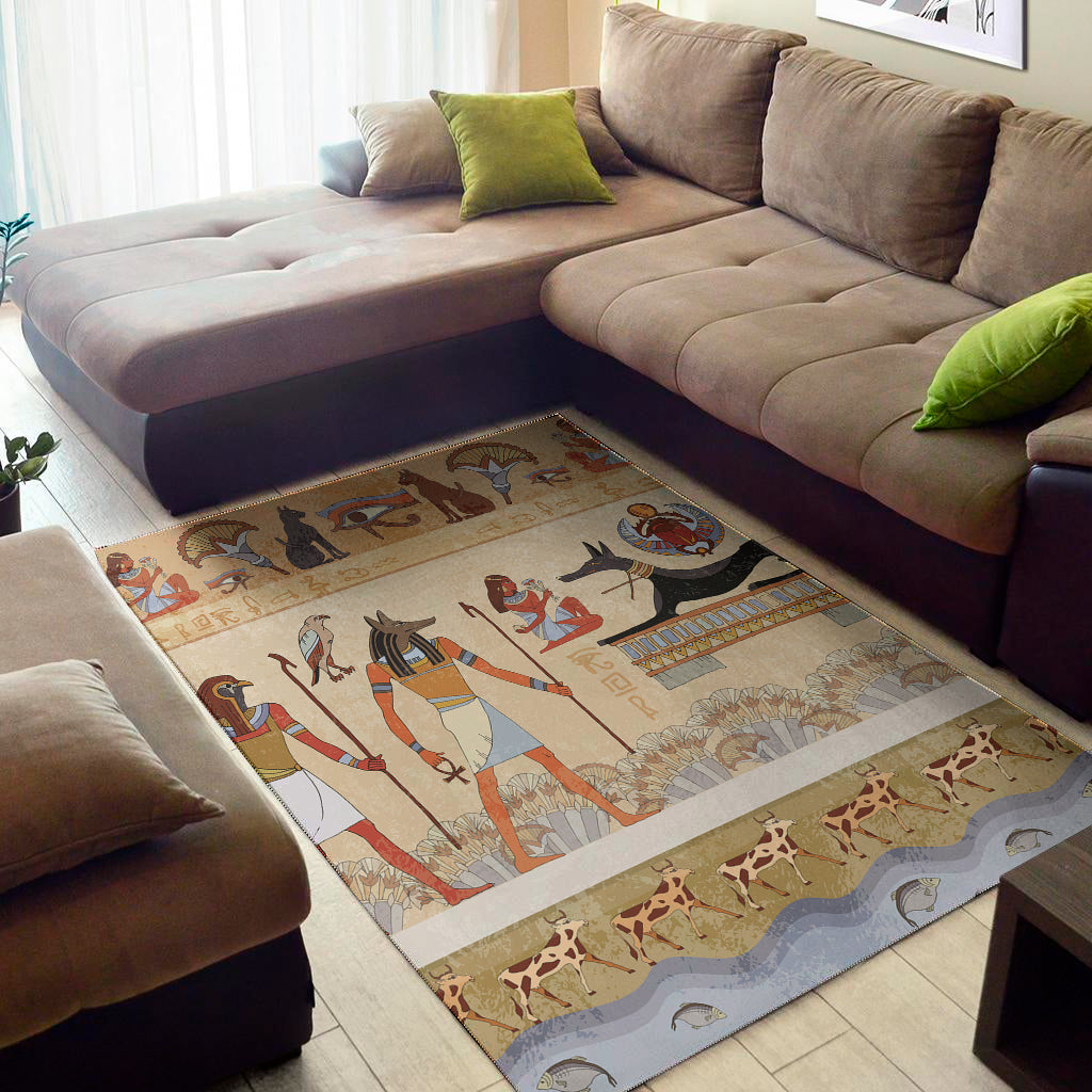 Egyptian Gods And Pharaohs Print Area Rug