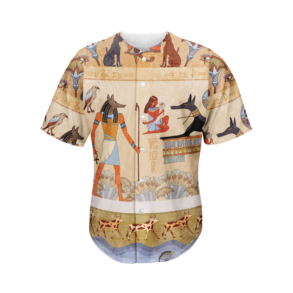 Egyptian Gods And Pharaohs Print Men's Baseball Jersey