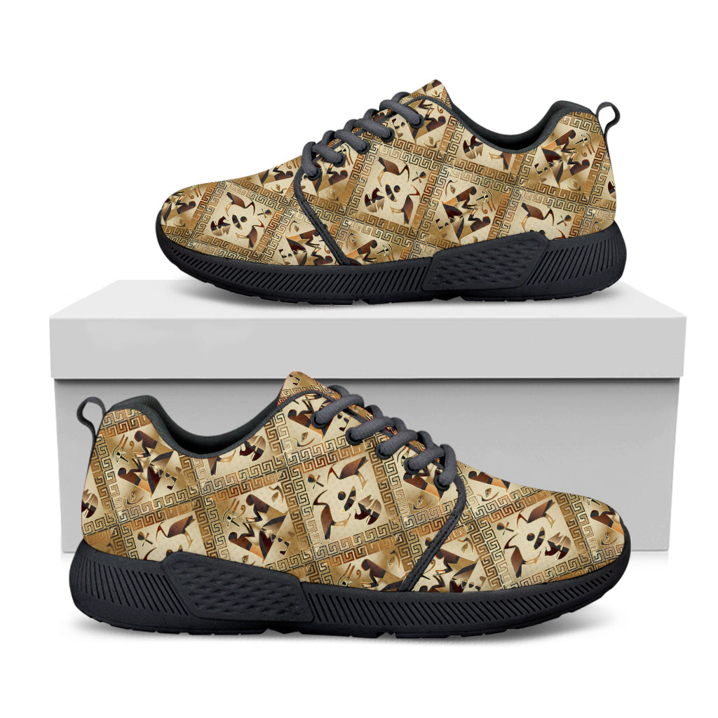 Egyptian Hieroglyphs Pattern Print Black Athletic Shoes