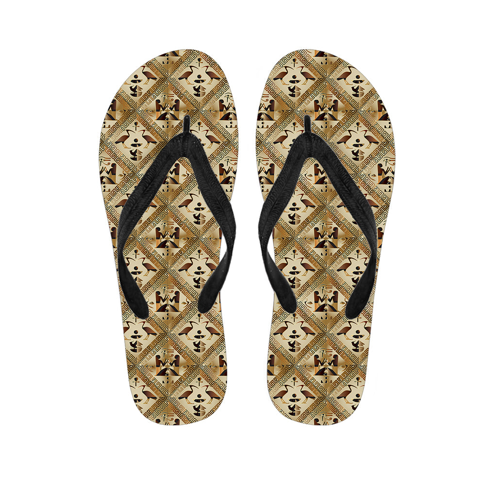 Egyptian Hieroglyphs Pattern Print Flip Flops