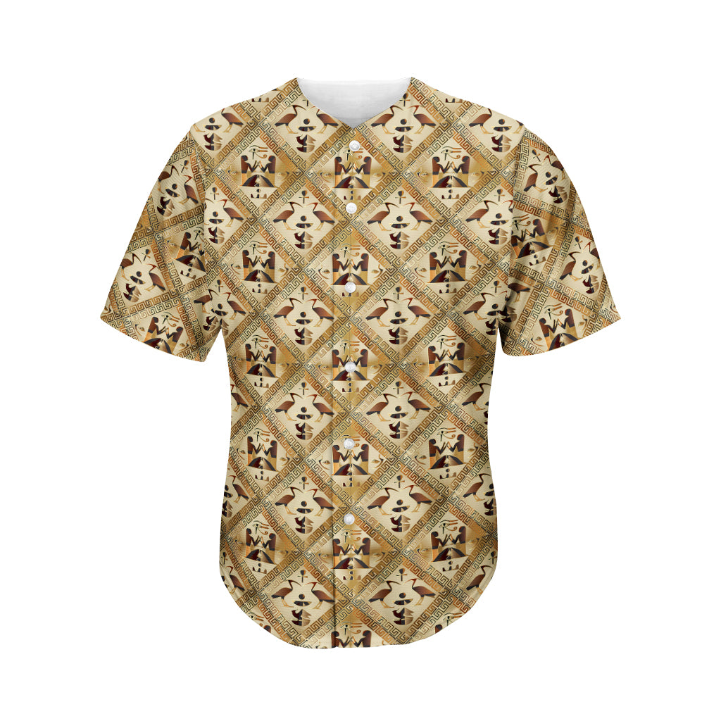 Egyptian Hieroglyphs Pattern Print Men's Baseball Jersey