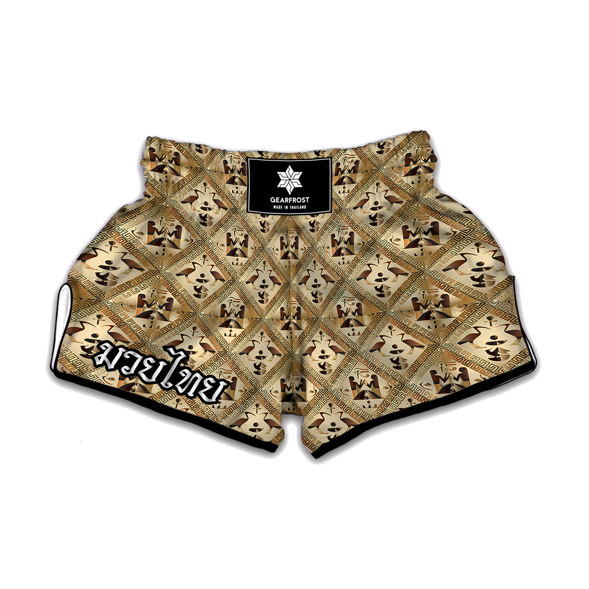 Egyptian Hieroglyphs Pattern Print Muay Thai Boxing Shorts