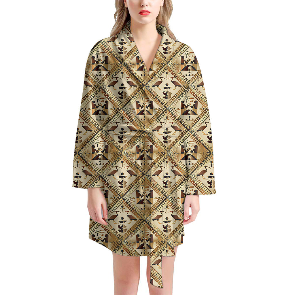 Egyptian Hieroglyphs Pattern Print Women's Bathrobe