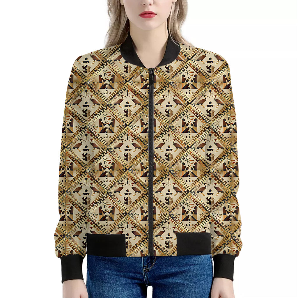 Egyptian Hieroglyphs Pattern Print Women's Bomber Jacket