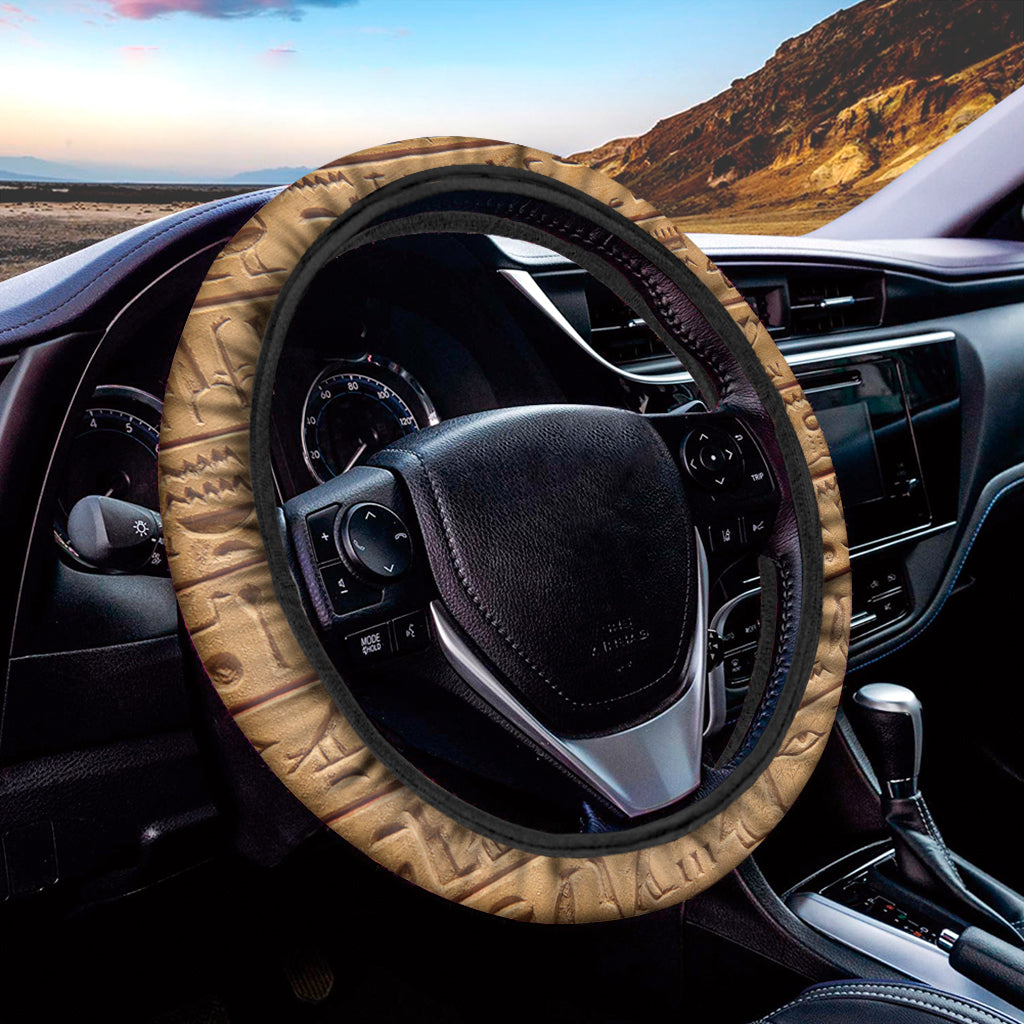 Egyptian Hieroglyphs Print Car Steering Wheel Cover