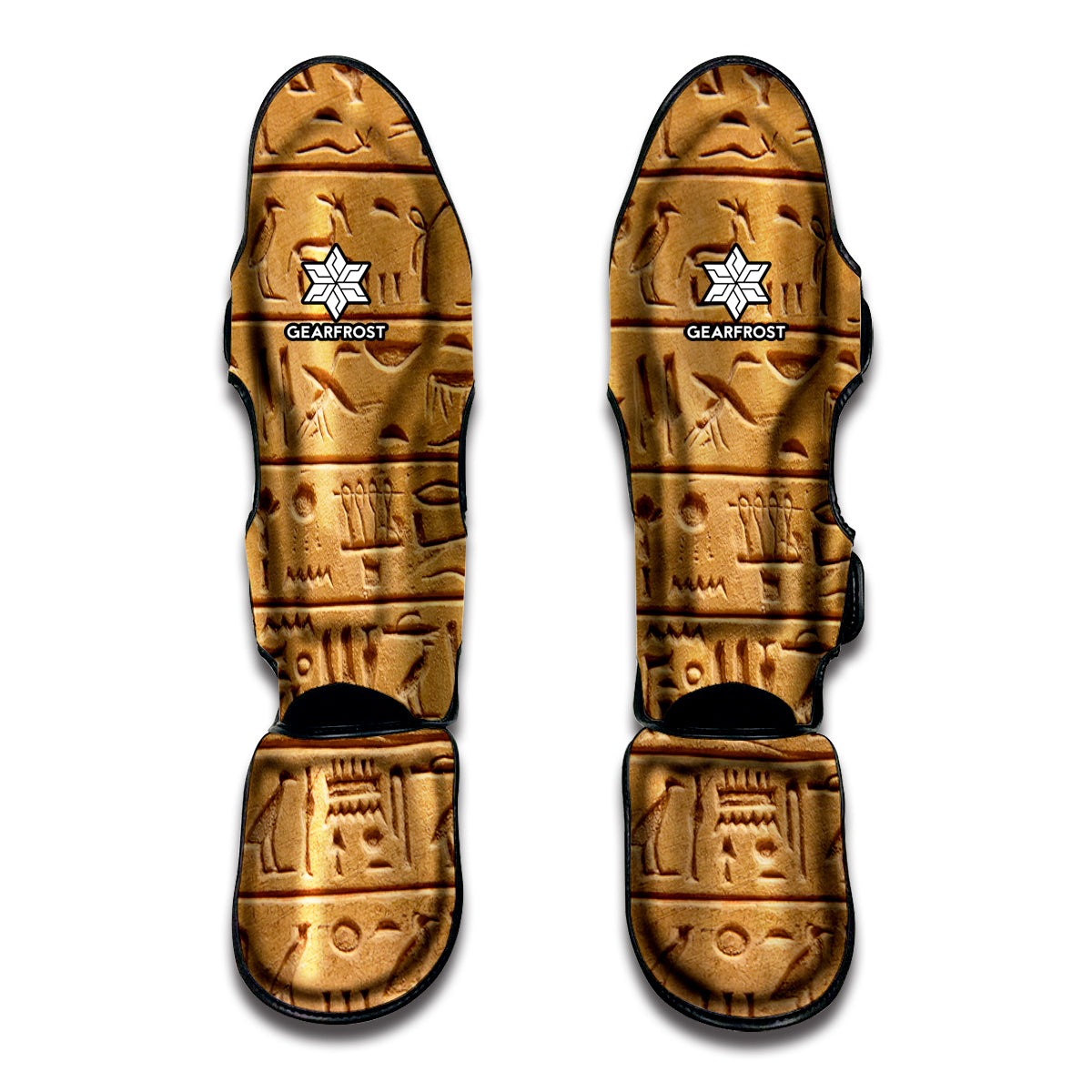 Egyptian Hieroglyphs Print Muay Thai Shin Guards