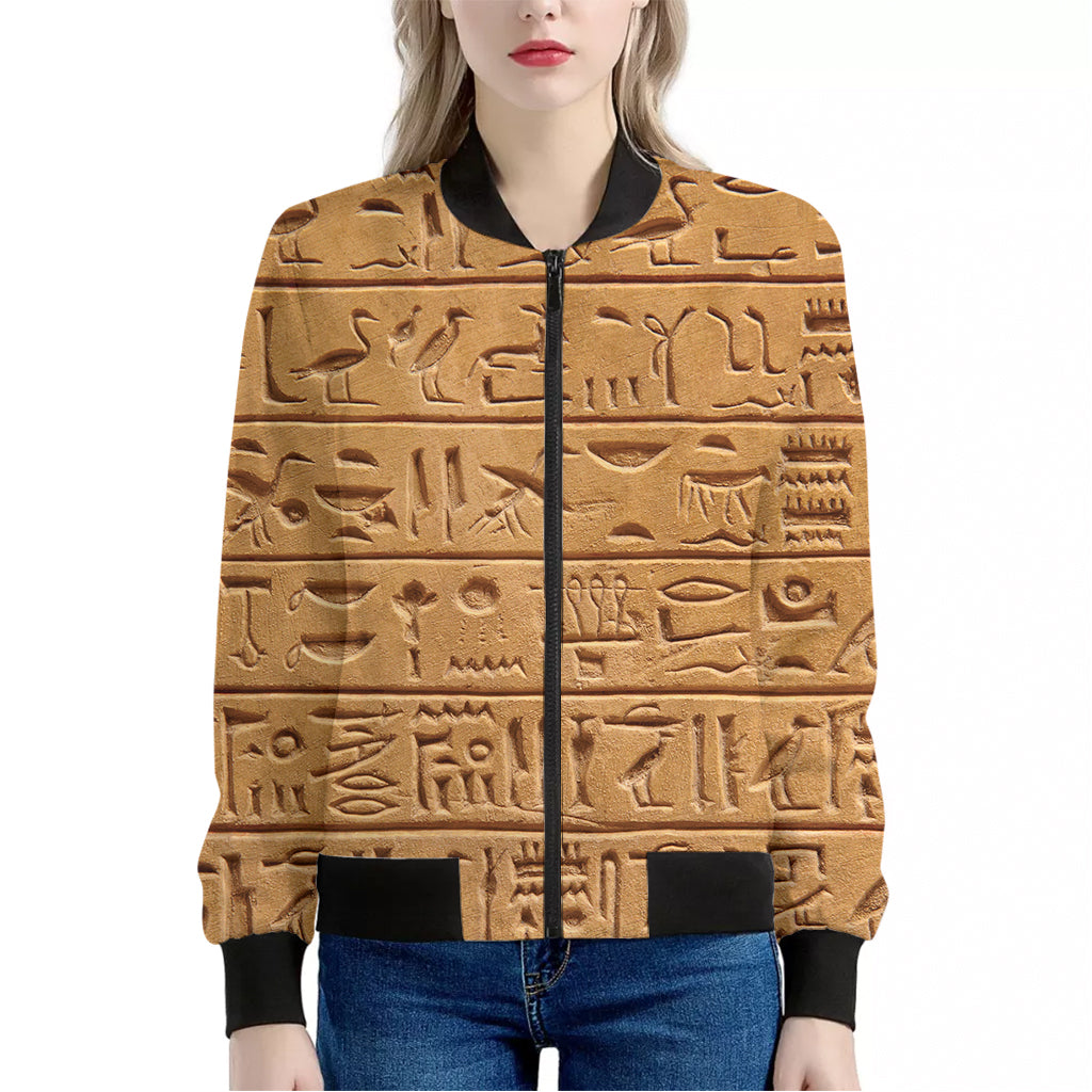 Egyptian Hieroglyphs Print Women's Bomber Jacket