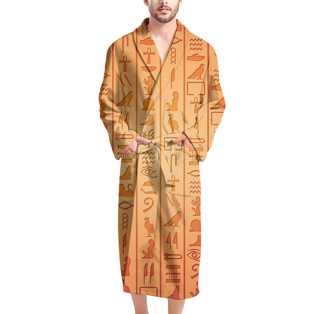 Egyptian Hieroglyphs Symbol Print Men's Bathrobe