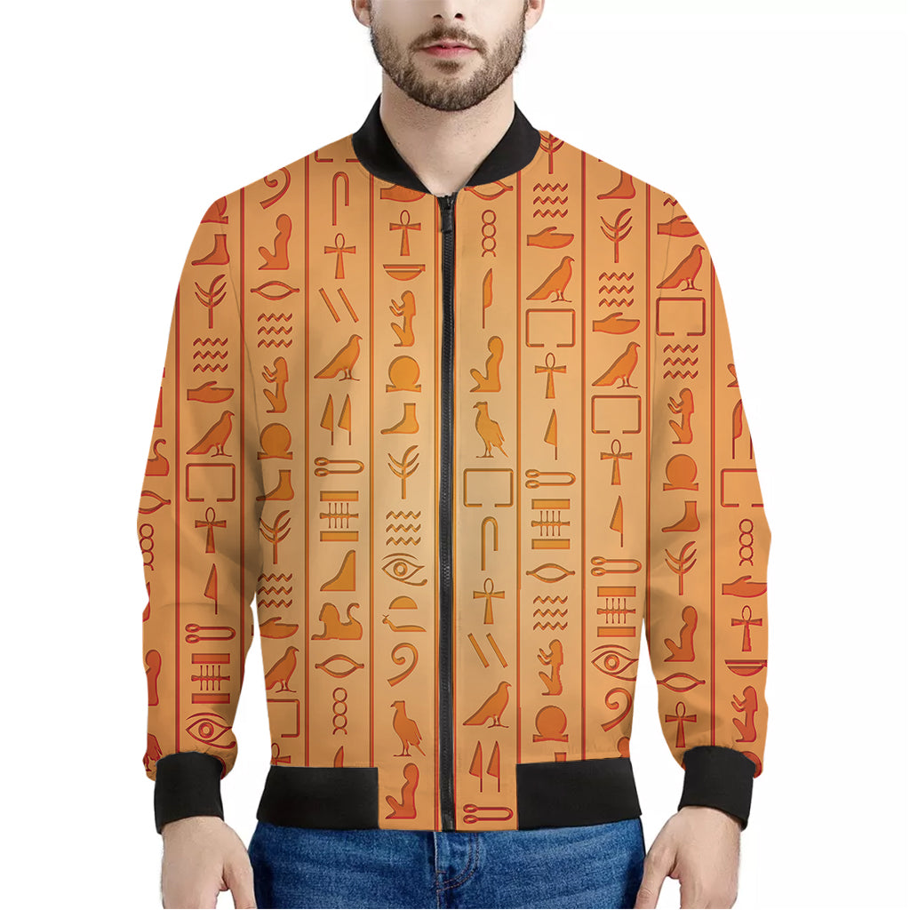 Egyptian Hieroglyphs Symbol Print Men's Bomber Jacket