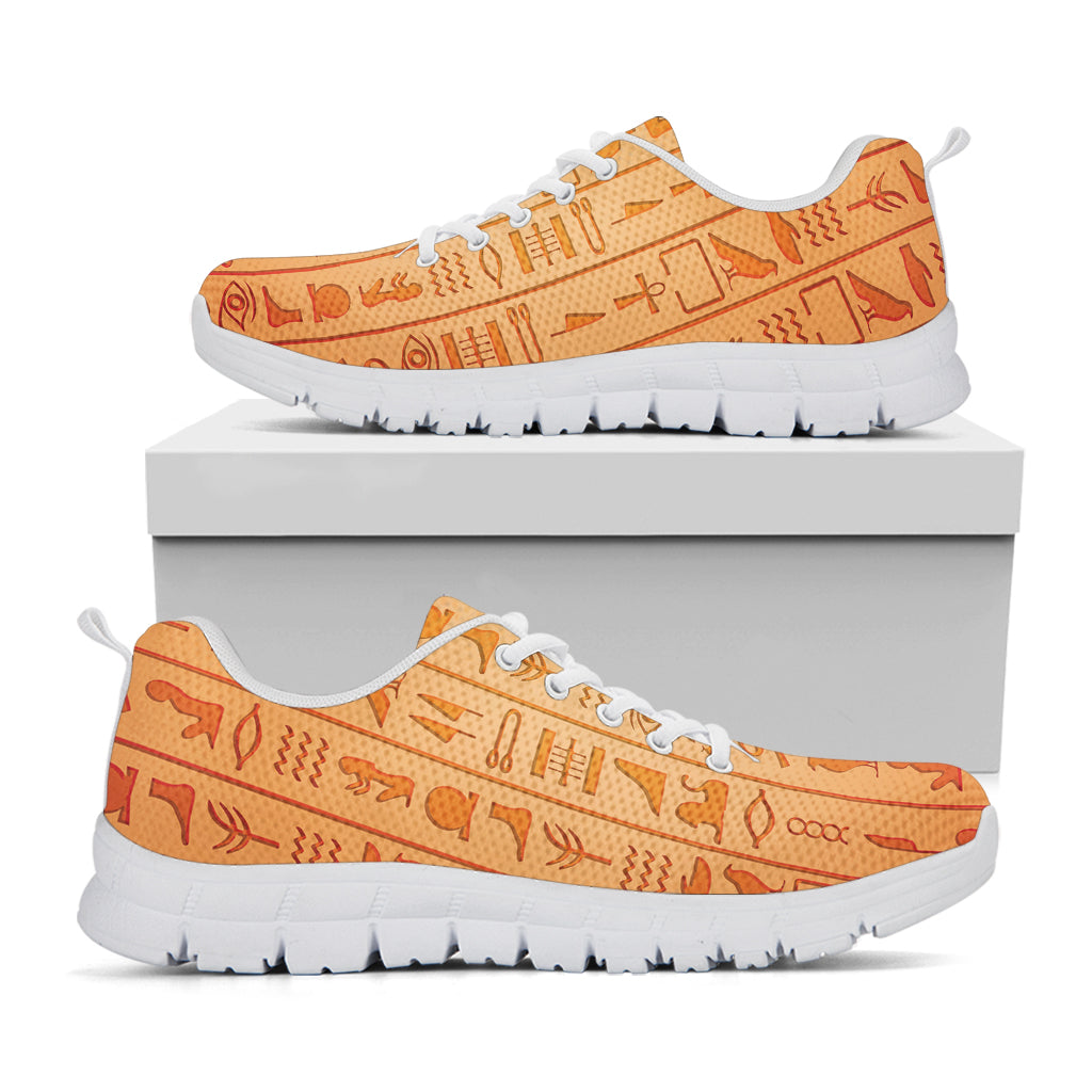 Egyptian Hieroglyphs Symbol Print White Sneakers