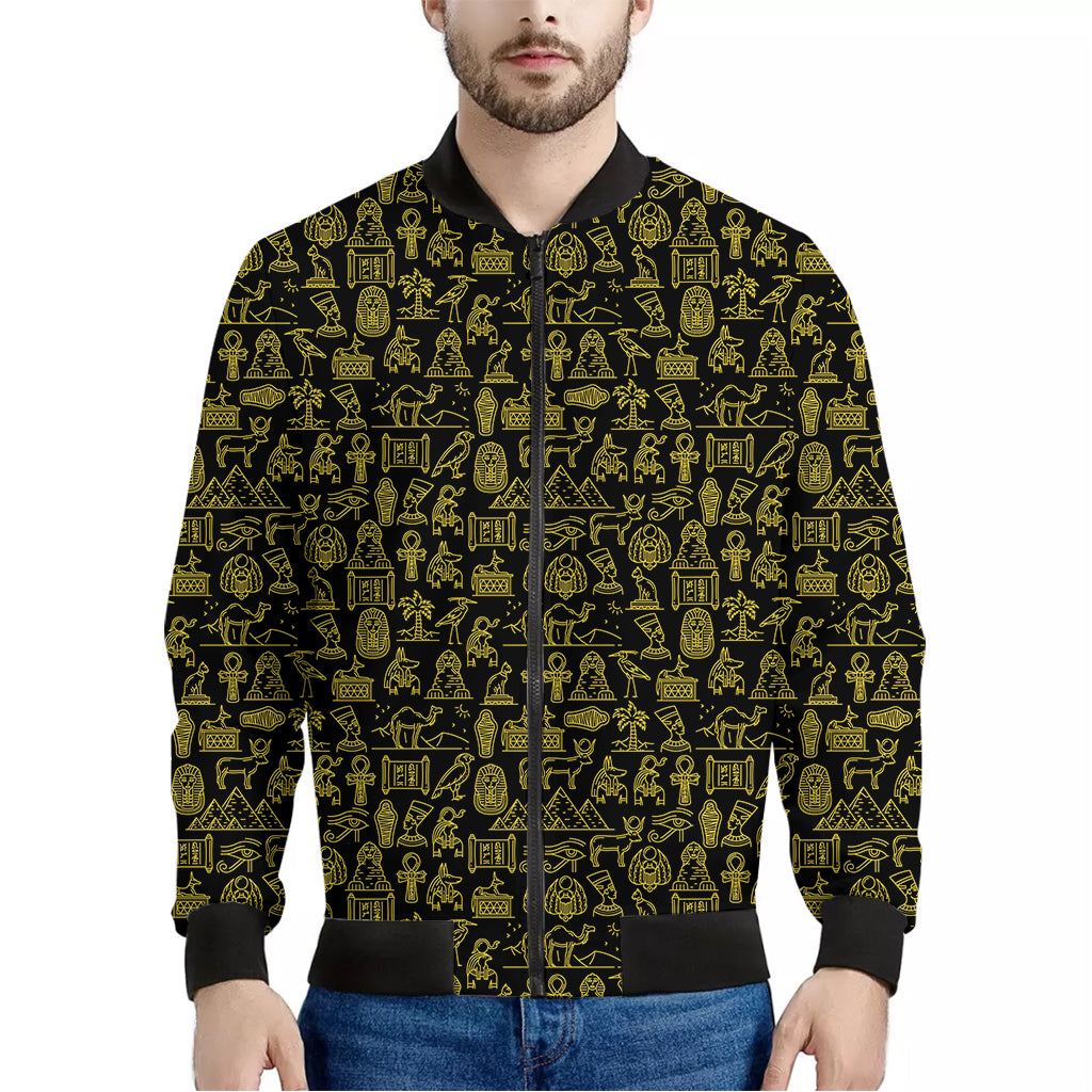 Egyptian Symbols Pattern Print Men's Bomber Jacket