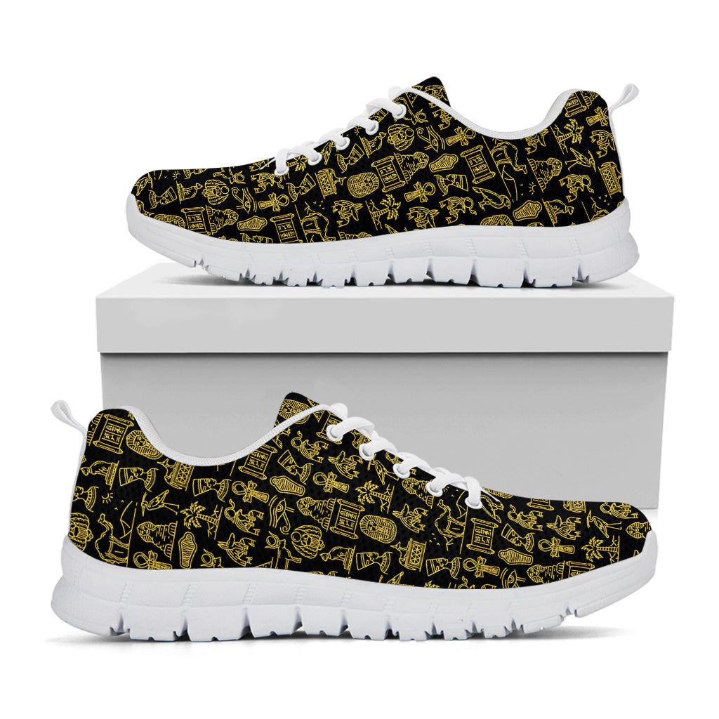 Egyptian Symbols Pattern Print White Sneakers