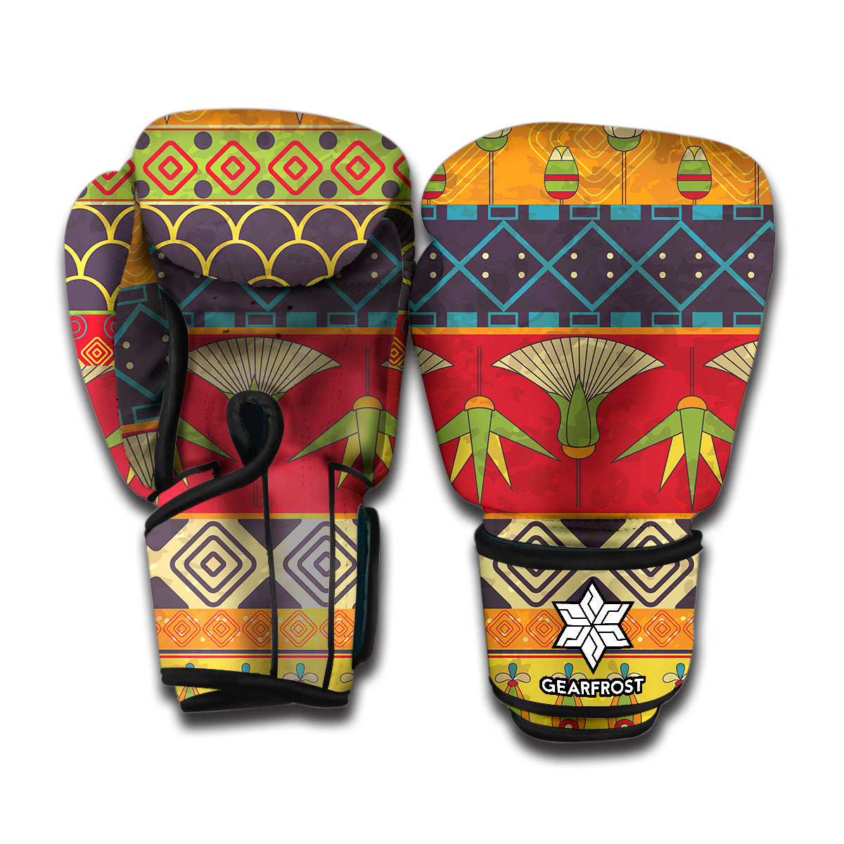 Egyptian Tribal Pattern Print Boxing Gloves