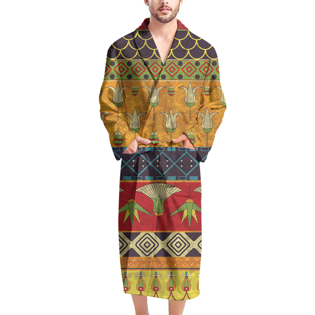 Egyptian Tribal Pattern Print Men's Bathrobe