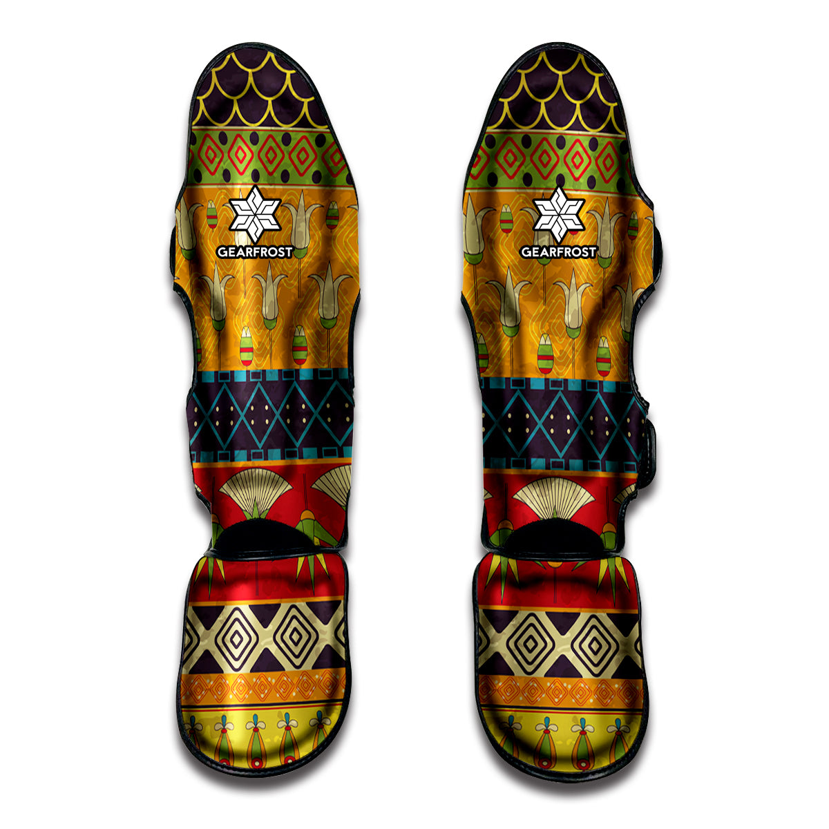 Egyptian Tribal Pattern Print Muay Thai Shin Guards