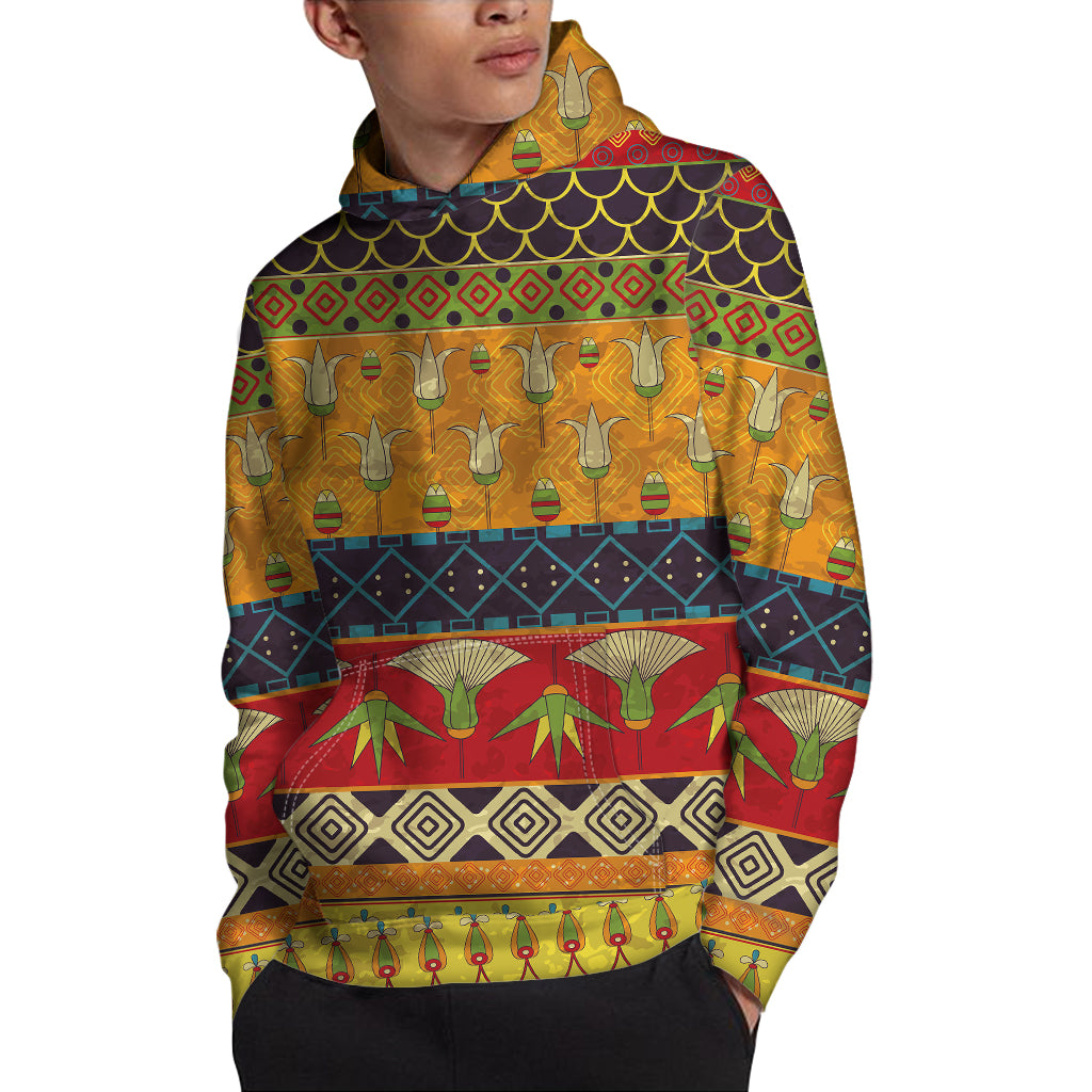 Egyptian Tribal Pattern Print Pullover Hoodie