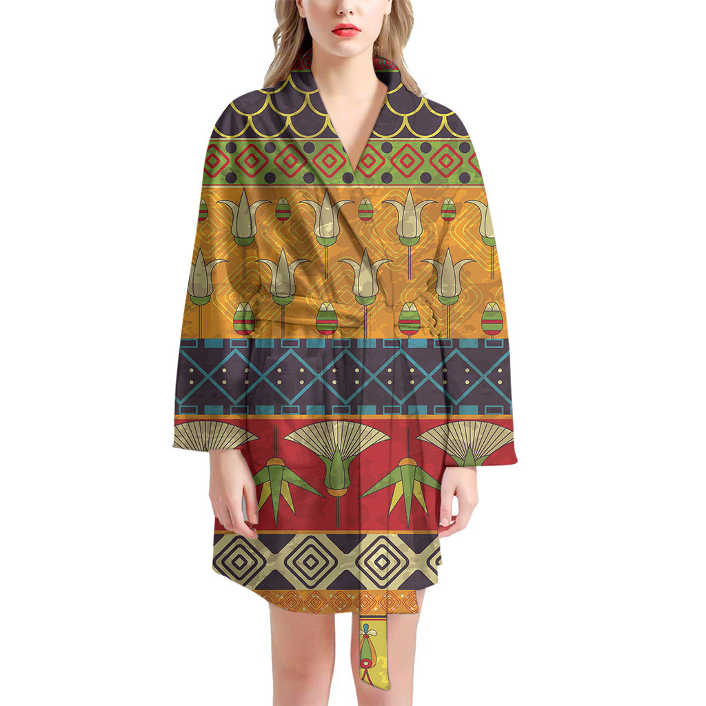 Egyptian Tribal Pattern Print Women's Bathrobe