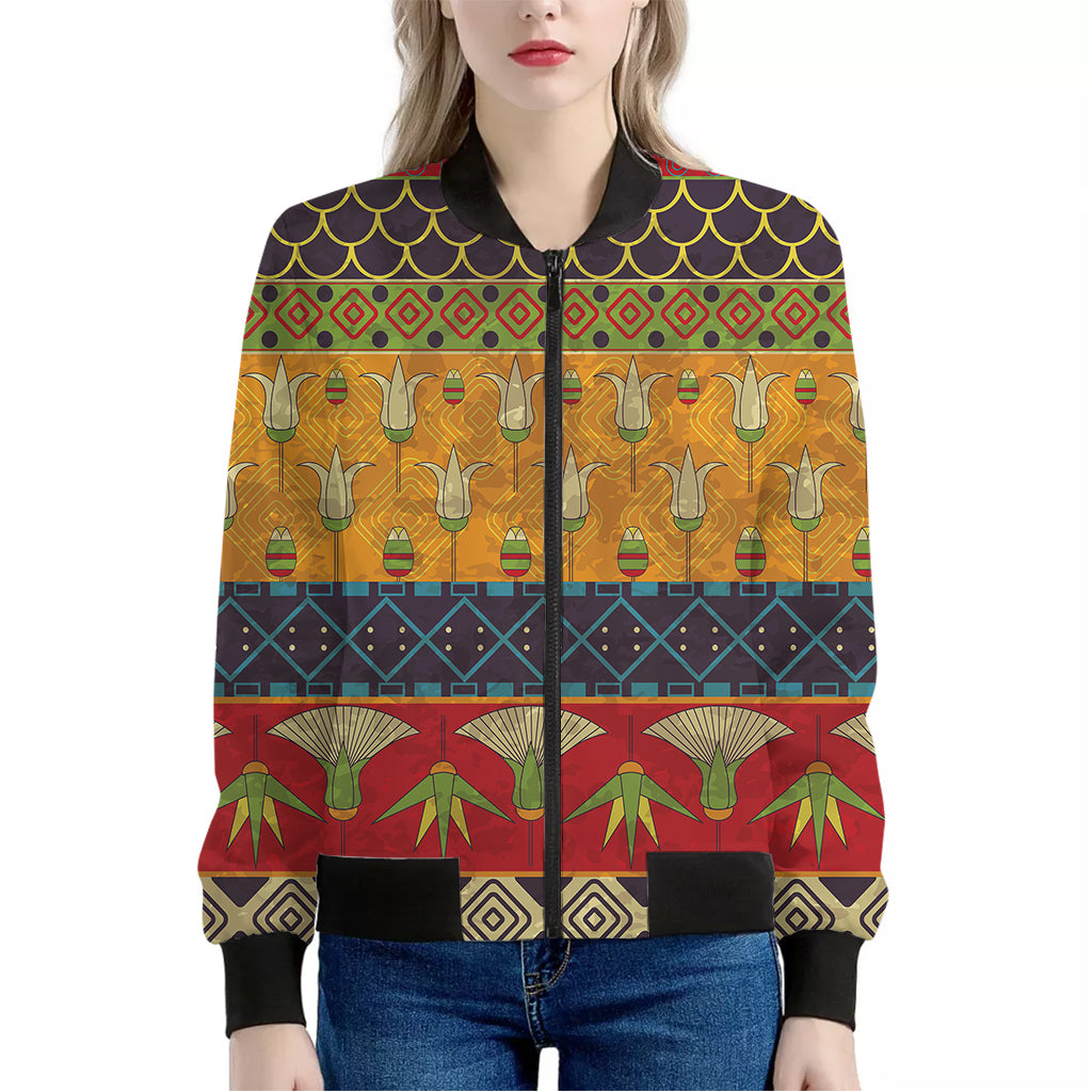 Egyptian Tribal Pattern Print Women's Bomber Jacket