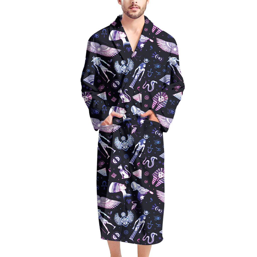 Egyptian Tribal Symbols Print Men's Bathrobe