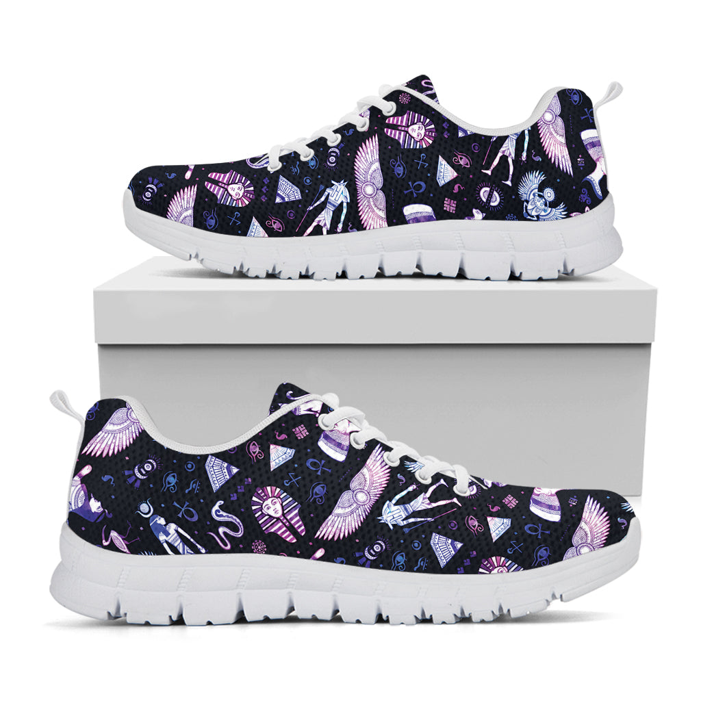 Egyptian Tribal Symbols Print White Sneakers