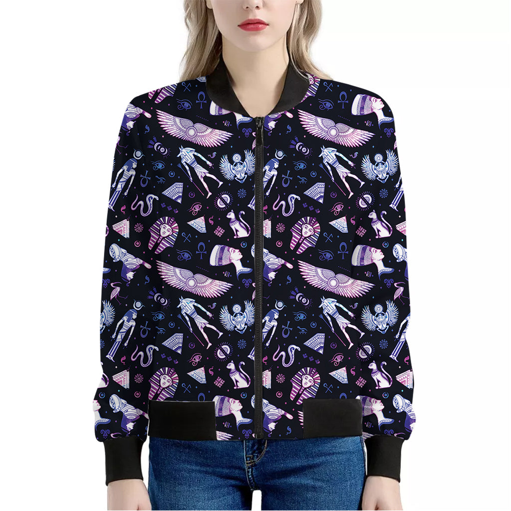 Egyptian Tribal Symbols Print Women's Bomber Jacket