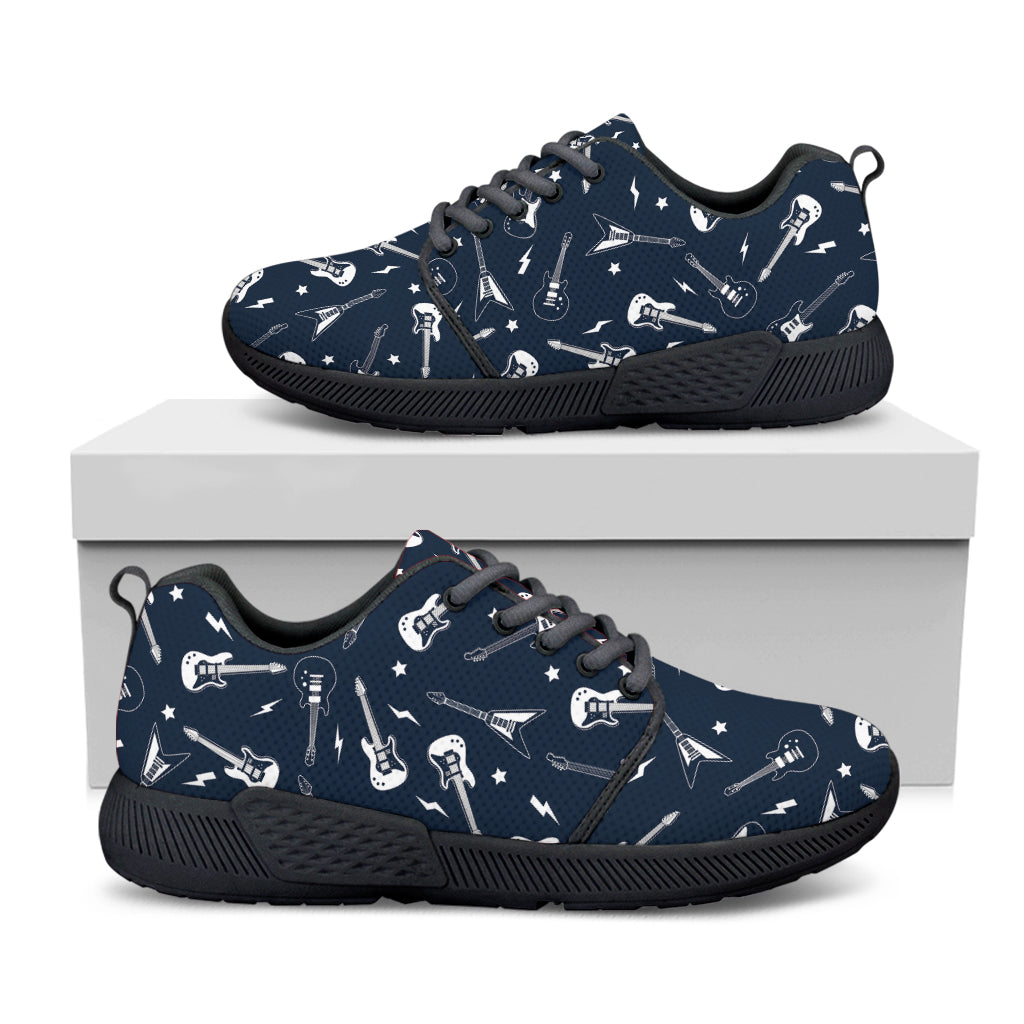 Electric Guitar Pattern Print Black Athletic Shoes