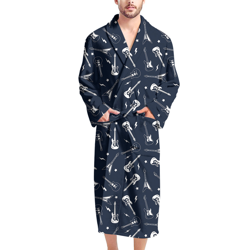 Electric Guitar Pattern Print Men's Bathrobe