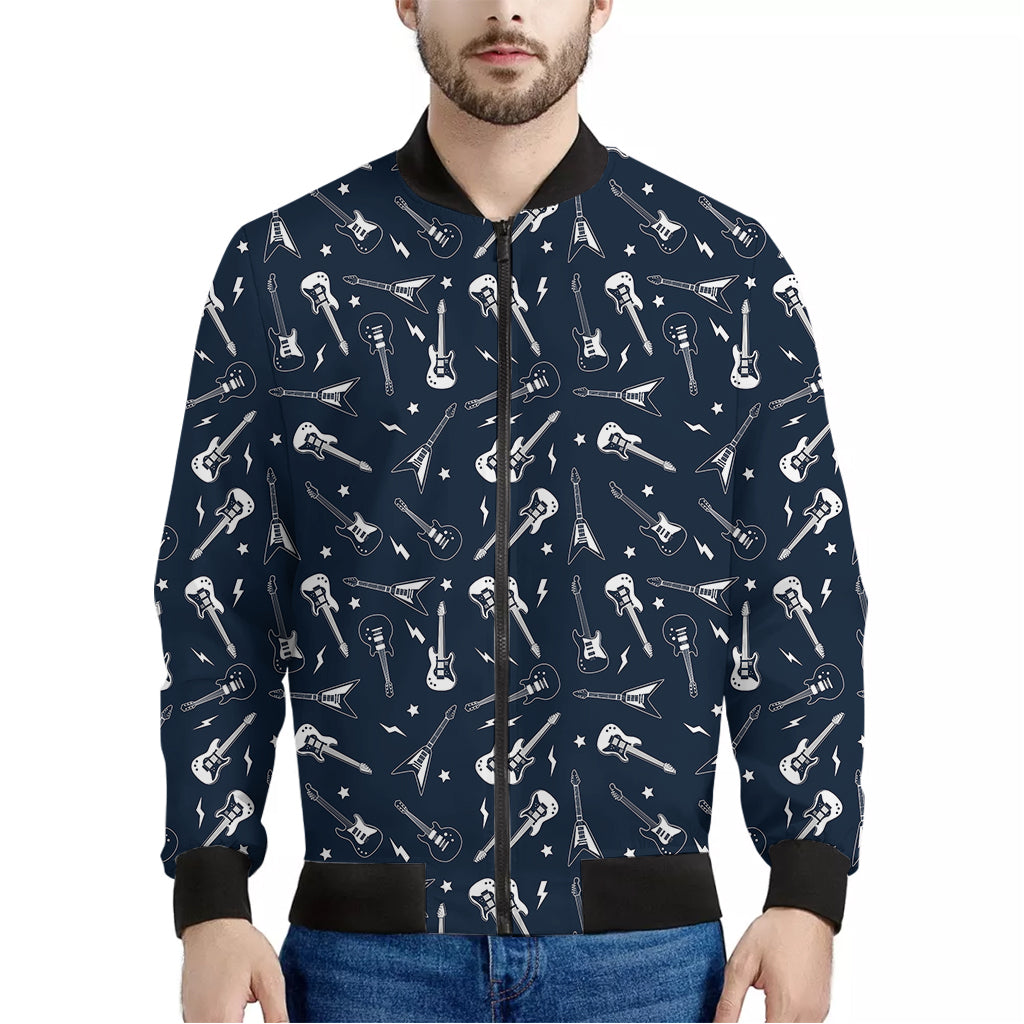 Electric Guitar Pattern Print Men's Bomber Jacket