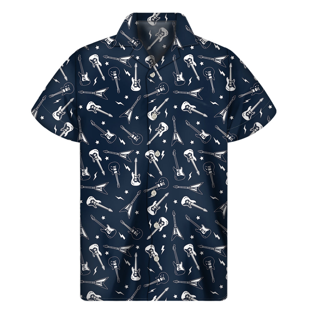 Electric Guitar Pattern Print Men's Short Sleeve Shirt