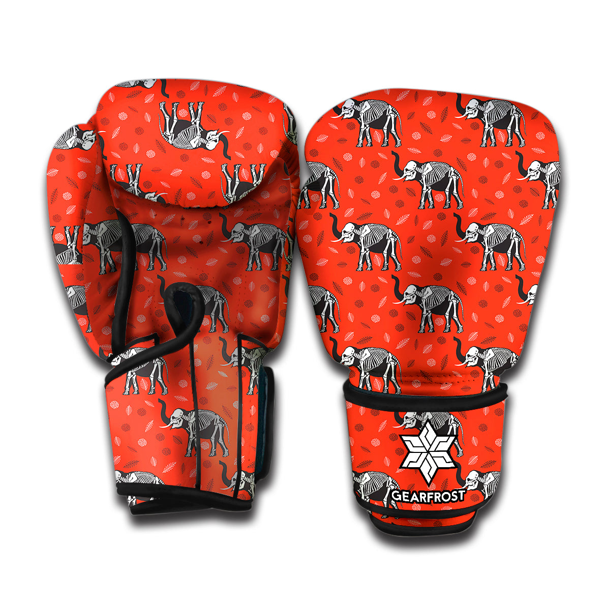 Elephant Skeleton X-Ray Pattern Print Boxing Gloves