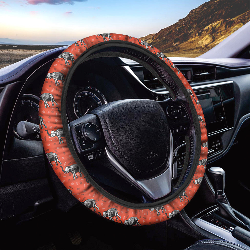 Elephant Skeleton X-Ray Pattern Print Car Steering Wheel Cover