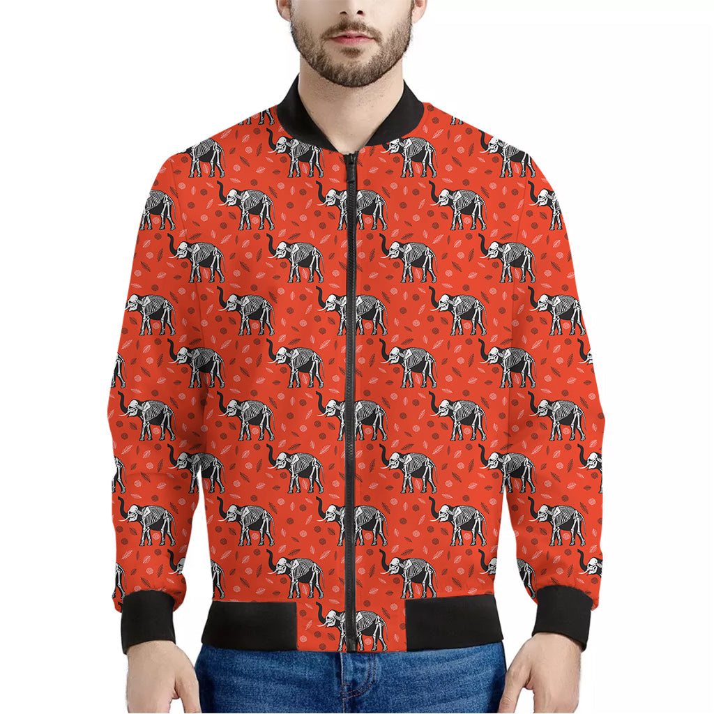 Elephant Skeleton X-Ray Pattern Print Men's Bomber Jacket