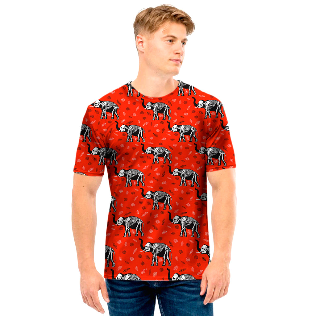 Elephant Skeleton X-Ray Pattern Print Men's T-Shirt