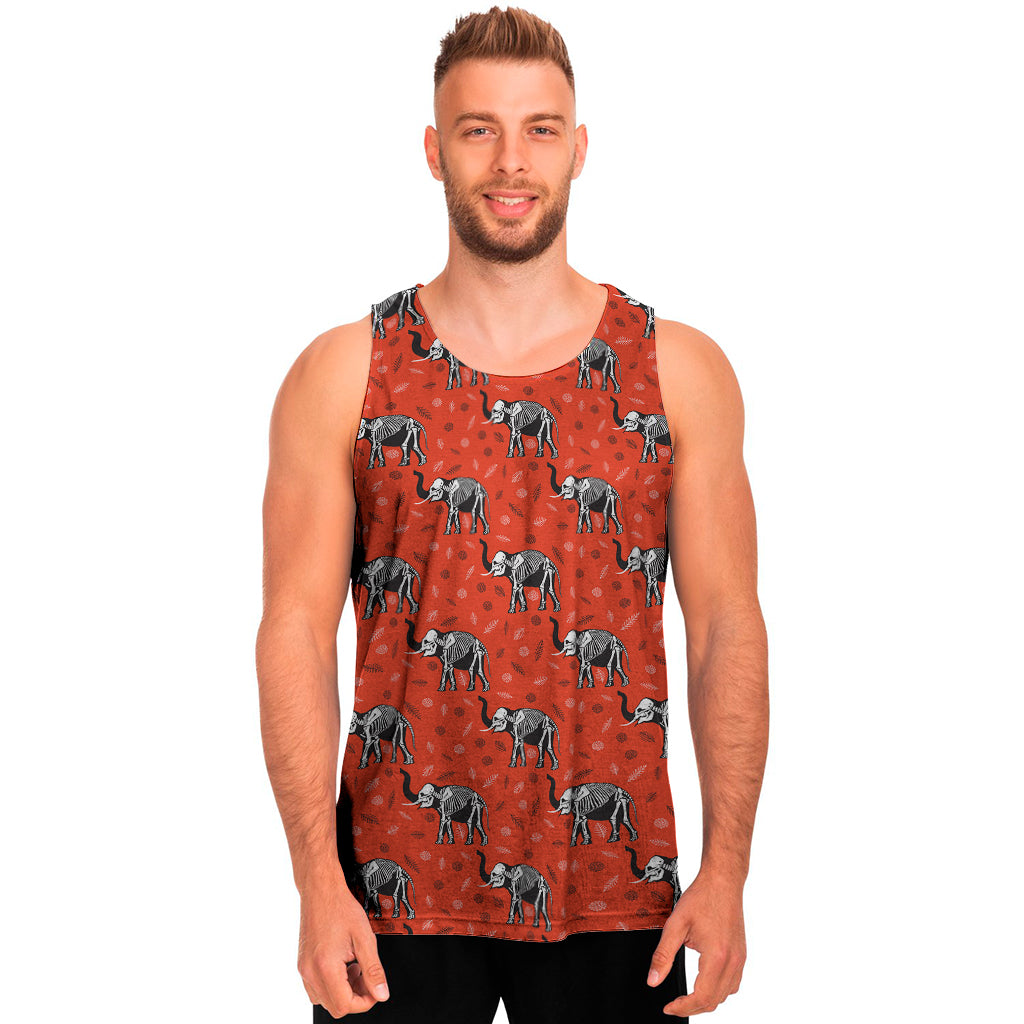 Elephant Skeleton X-Ray Pattern Print Men's Tank Top