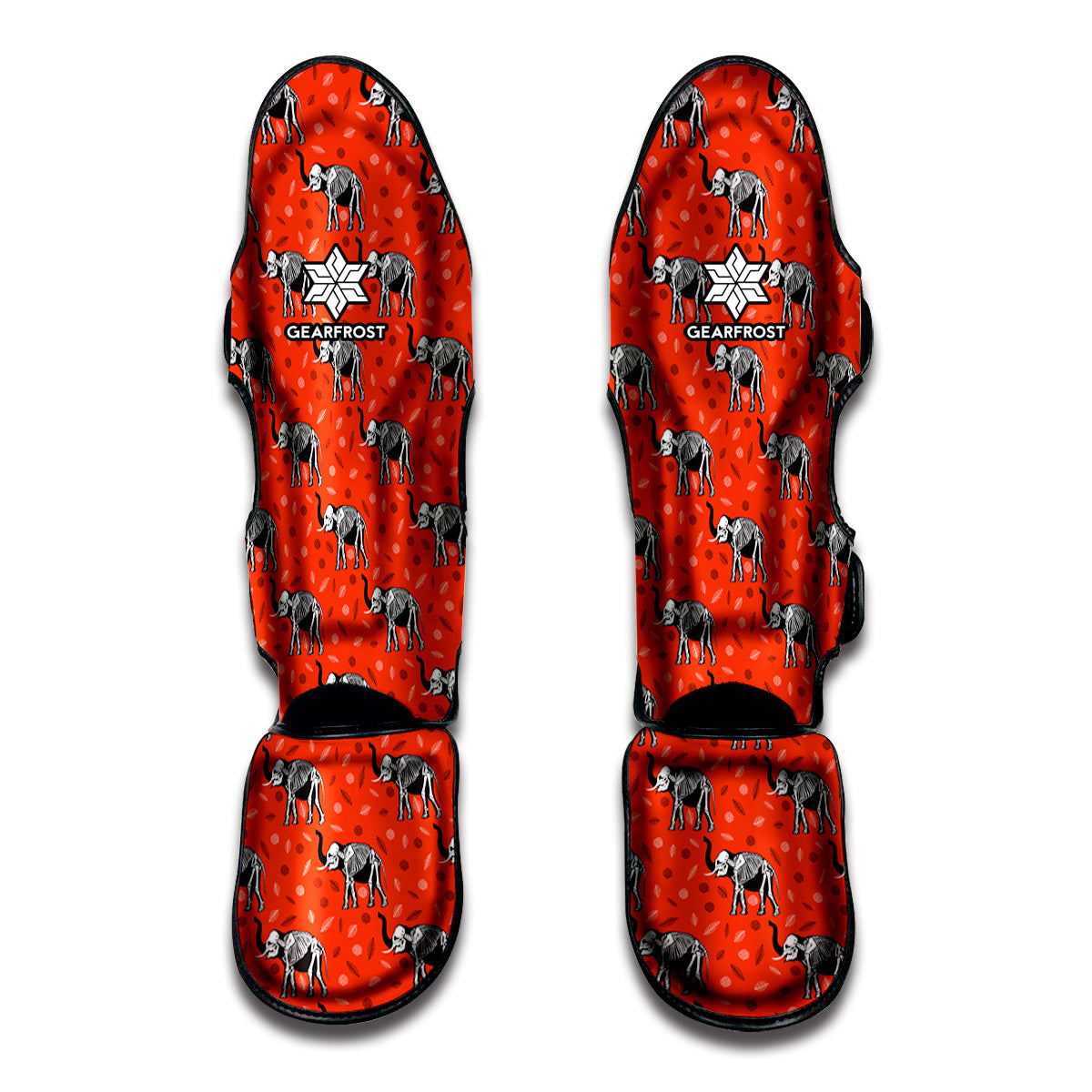 Elephant Skeleton X-Ray Pattern Print Muay Thai Shin Guards