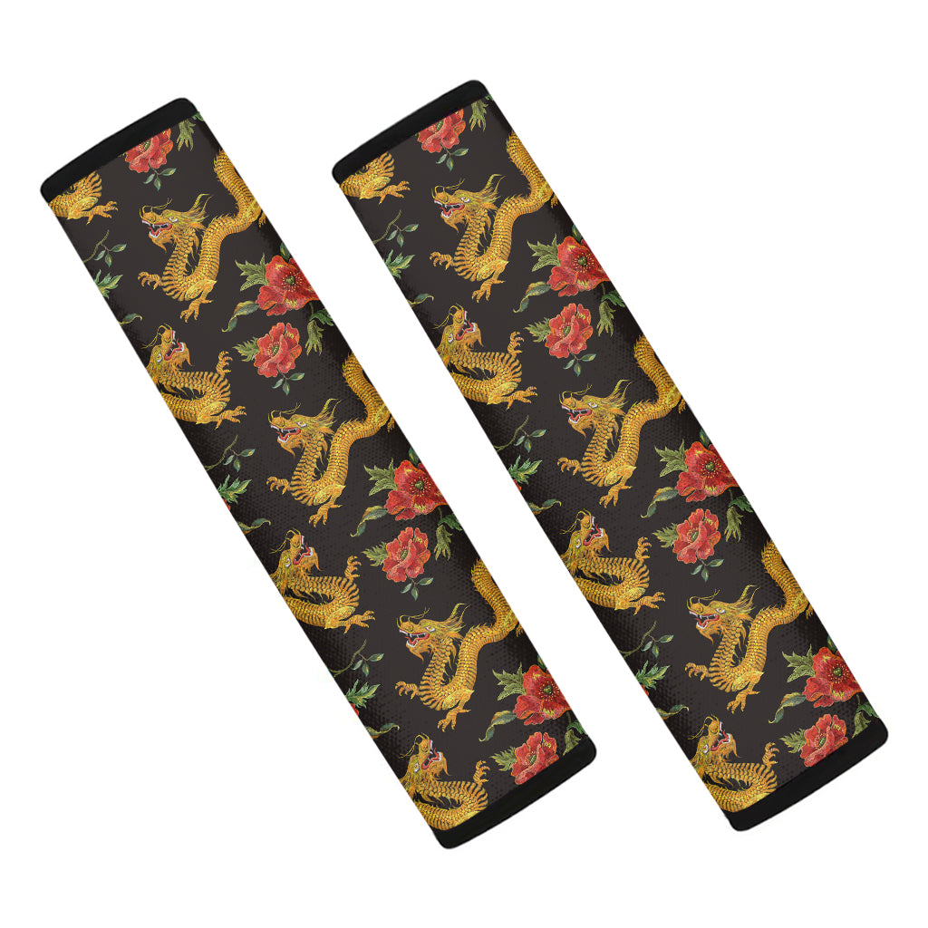 Embroidery Chinese Dragon Pattern Print Car Seat Belt Covers