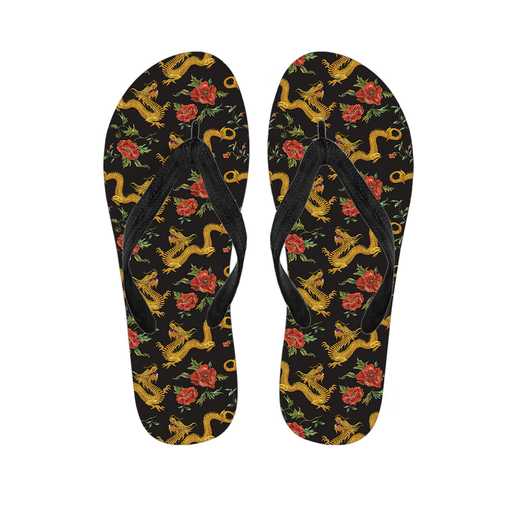 Embroidery Chinese Dragon Pattern Print Flip Flops