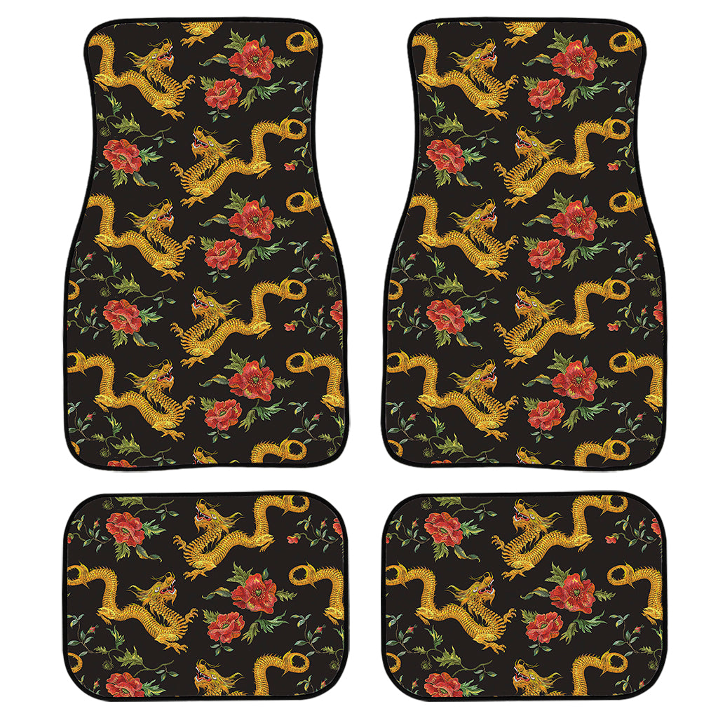 Embroidery Chinese Dragon Pattern Print Front and Back Car Floor Mats